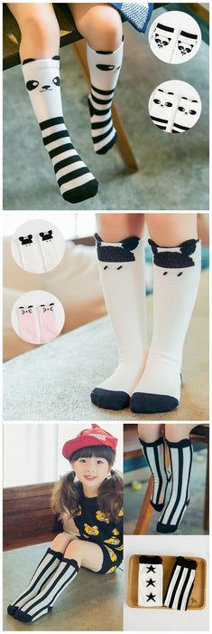 1 paio Unisex Lovely Cute Cartoon Fox Kids baby Socks Knee Girl Boy Baby Toddler Socks animal infant Soft Cotton Socks Leg Warm