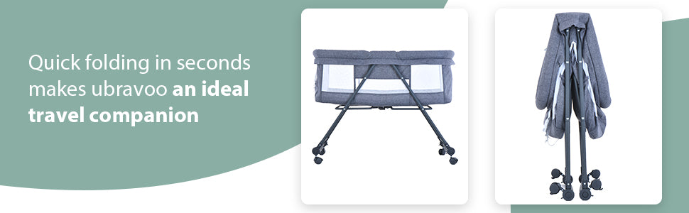 UBRAVOO Lettino da viaggio Baby Grab-and-go con materasso e ruote silenziose, culla a dondolo convertibile, XYT-001