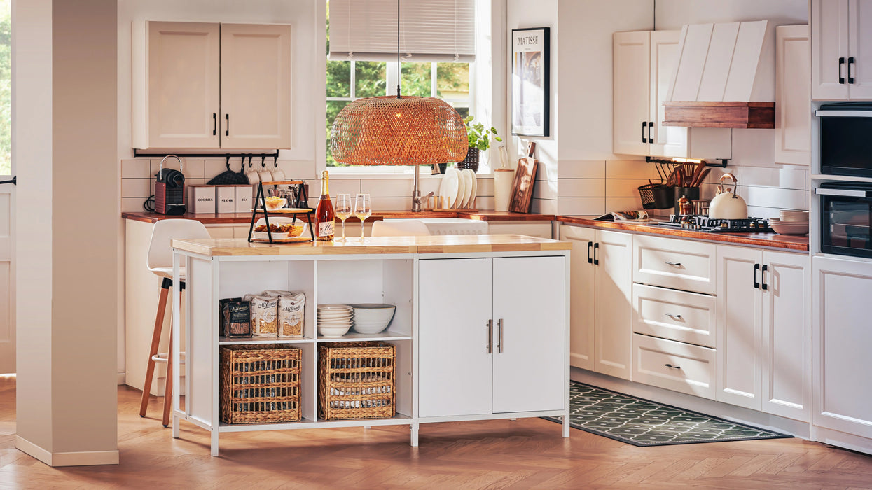 SoBuy KNL09-WN Isola della cucina Armadio da cucina indipendente Comò Highborad Armadio Credenza Tavolo da bar Buffet BHT Circa 170x89x60 cm