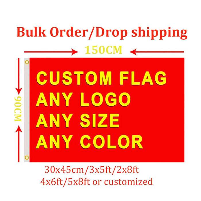 Bandiera personalizzata 3x5/2 x8/4 x6/5 x8ft Banner di qualsiasi dimensione Flying Free Design poliestere Sport Car Decor Home Gift Party dormitorio Indoor Outdoor