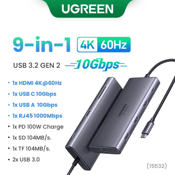 UGREEN USB C HUB 4K60Hz Adattatore HDMI USB C a USB3.0 PD100W SD e TF per MacBook Pro Air Laptop Tipo C 3.1 Splitter Docking Station