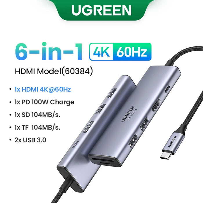 UGREEN USB C HUB 4K60Hz Adattatore HDMI USB C a USB3.0 PD100W SD e TF per MacBook Pro Air Laptop Tipo C 3.1 Splitter Docking Station