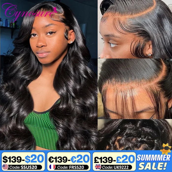 Cynosure 13x6 HD Parrucca Frontale Del Merletto Prepizzicata Glueless Parrucca Dei Capelli Umani Pronto Da Indossare 13x4 Parrucche Dei Capelli Umani Dell'onda Del Corpo per le donne