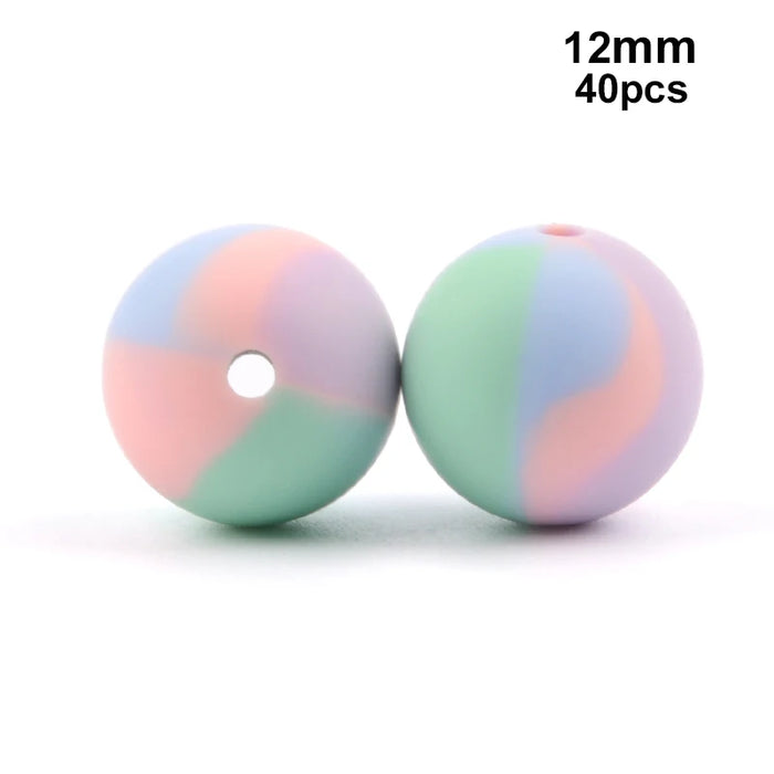 LOFCA 40 pz 12mm Perle di Silicone Dentizione Masticare Perline Food Grade Massaggiagengive Collana BPA Libero Gioielli Fai Da Te Bambino Massaggiagengive Giocattolo Ciuccio