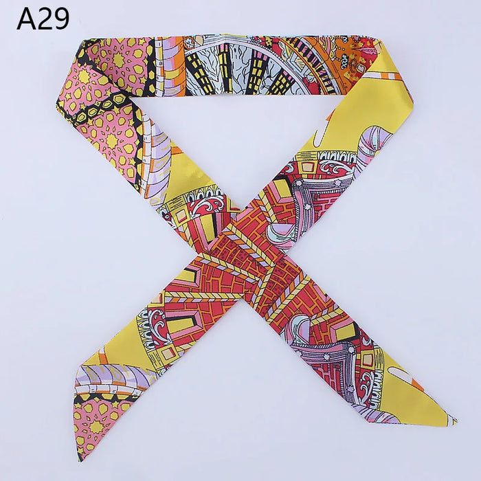 Nuova seta piccola donna moda sciarpa borse per capelli maniglia decorazione cravatta multifunzione nastro a mano sciarpa 4 * 100 cm M30