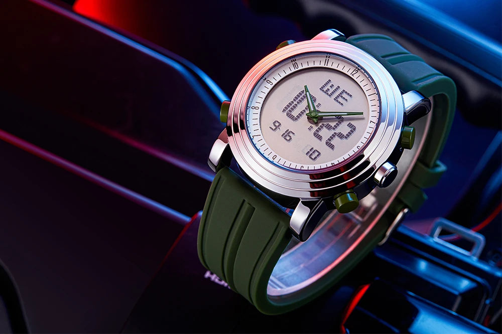 SINOBI orologi sportivi da uomo doppio Display analogico digitale LED orologi da polso al quarzo elettronici da uomo orologio impermeabile multifunzionale