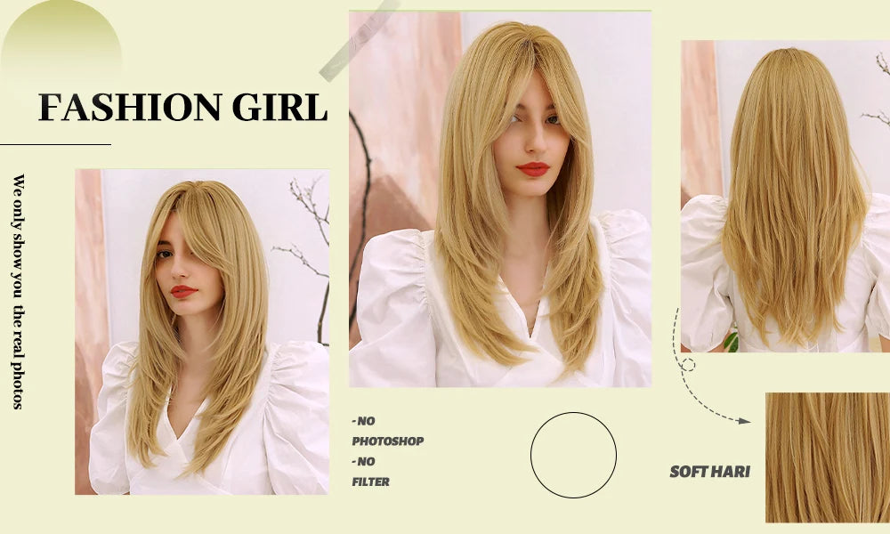 ESIN Parrucca sintetica marrone scuro Parrucche a onde lunghe per donna Parrucca per capelli con frangia Resistente al calore Uso naturale quotidiano per feste