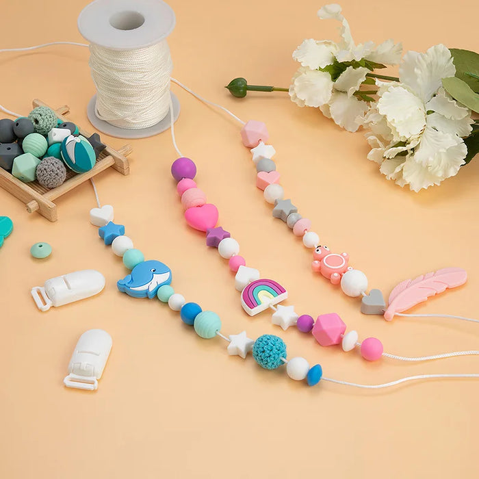 TYRY.HU 20-80 metri Collana masticabile per bambini Accessori 1.5mm/2mm/2.5mm Cavo in nylon di seta satinata per catena ciuccio per bambini Strumenti fai da te