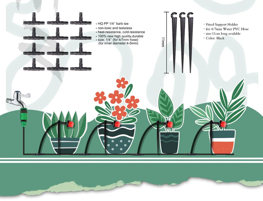 MUCIAKIE 50M-5M Sistema di irrigazione a goccia fai-da-te Irrigazione automatica Tubo da giardino Micro Kit di irrigazione a goccia con gocciolatori regolabili