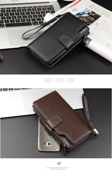 Baellerry portafogli da uomo stile lungo porta carte di alta qualità borsa da uomo con cerniera portafoglio in pelle PU di marca di grande capacità per uomo