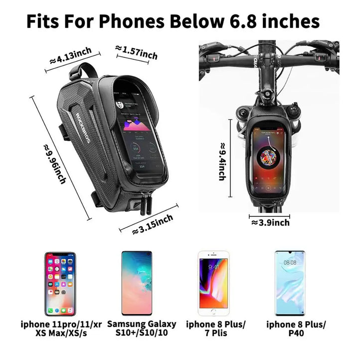 Borsa da bicicletta ROCKBROS borsa da ciclismo impermeabile con Touch Screen telaio del tubo anteriore superiore borsa da bici da strada MTB 6.5 custodia per telefono accessori per bici