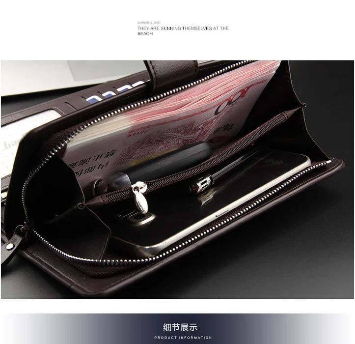 Baellerry portafogli da uomo stile lungo porta carte di alta qualità borsa da uomo con cerniera portafoglio in pelle PU di marca di grande capacità per uomo