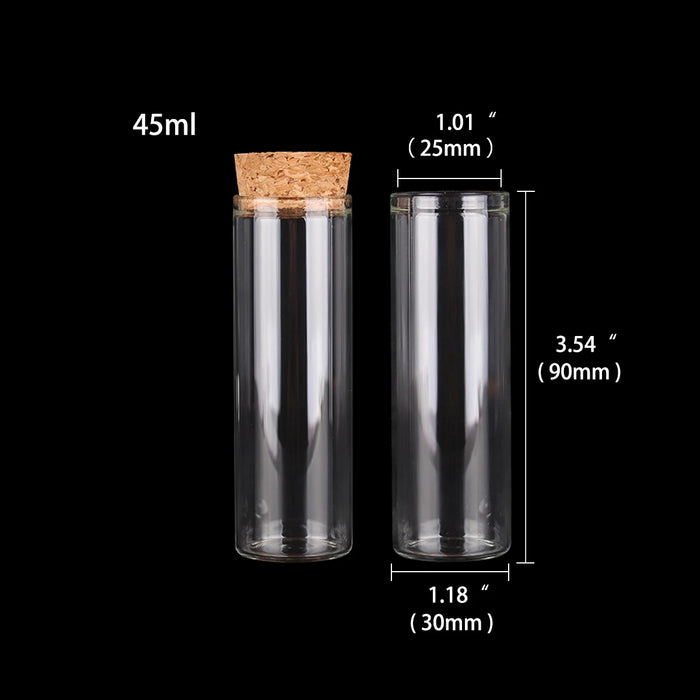 15ml/25ml/30ml/35ml/40ml/45ml/50ml/55ml/60ml/80ml/100ml Piccolo provetta in vetro con tappo in sughero Dragei Barattoli Bottiglie 24 pezzi