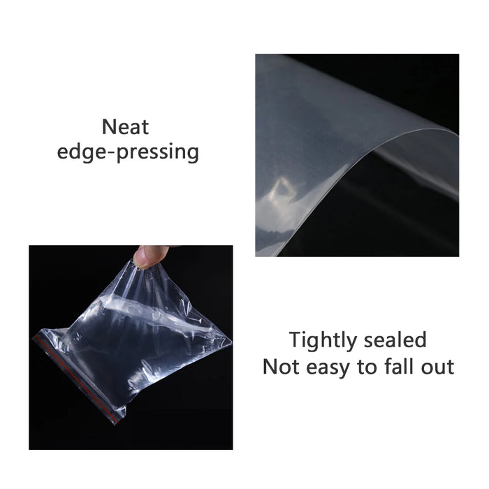 Sacchetti di plastica da 100 pezzi Sacchetti di imballaggio trasparenti richiudibili con chiusura a zip per gioielli Dimensioni diverse