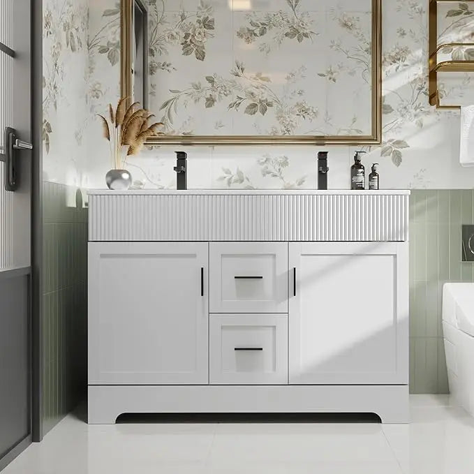 36" Green Bathroom Vanities Combo Set Wave Lines Modern Bathroom Cabinet Vanity Modern Style Bathroom Cabinets for Sale