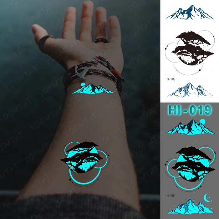 Adesivo per tatuaggio luminoso blu all'ingrosso Cervo incandescente Serpente Impermeabile Tatoo temporaneo Polso Tatto falso per body art