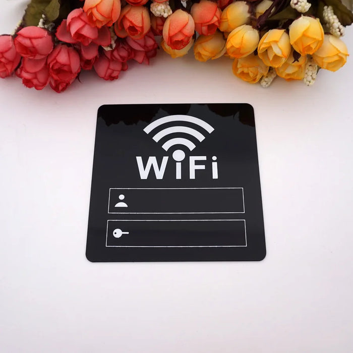 Segnale WIFI Adesivi murali specchio acrilico 3D Conto di scrittura riscrivibile e password per segnaletica di negozi pubblici
