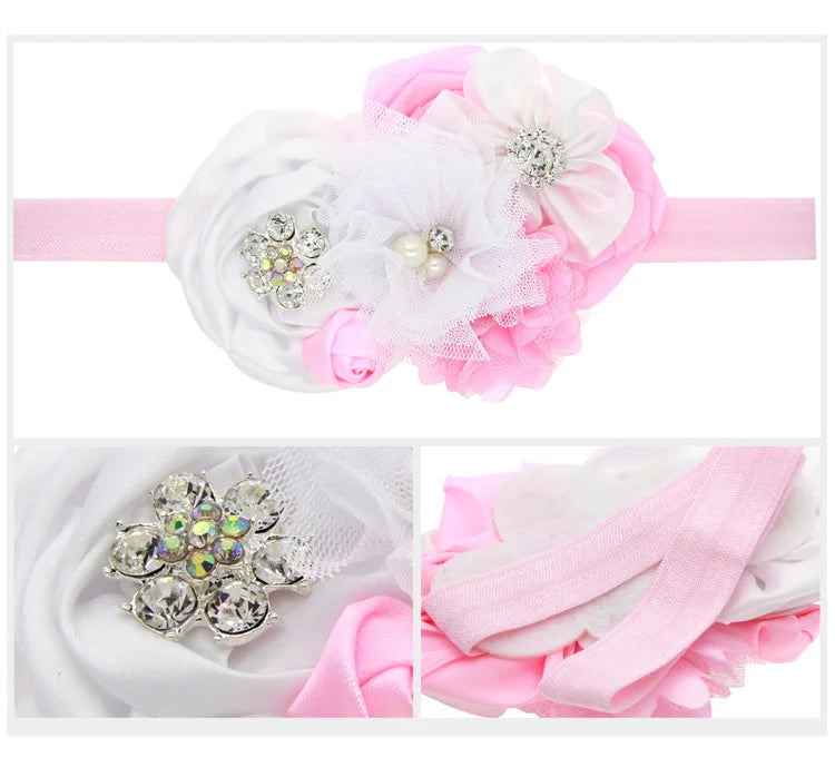 1 pezzo Fascia per capelli per bambina Accessori per capelli per neonato Fascia per capelli per neonato Fasciatura per bambino Copricapo in cristallo Fiore Rosa Puntelli per foto