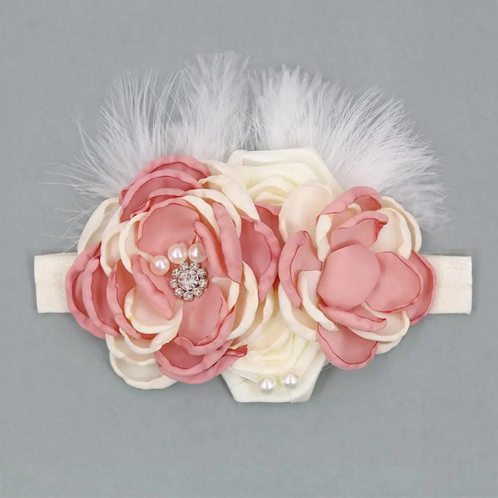 Fascia per capelli vintage Fascia per capelli per neonate Puntelli per fotografia neonato Regali Fasce elastiche per capelli in pizzo Accessori per piume di perle