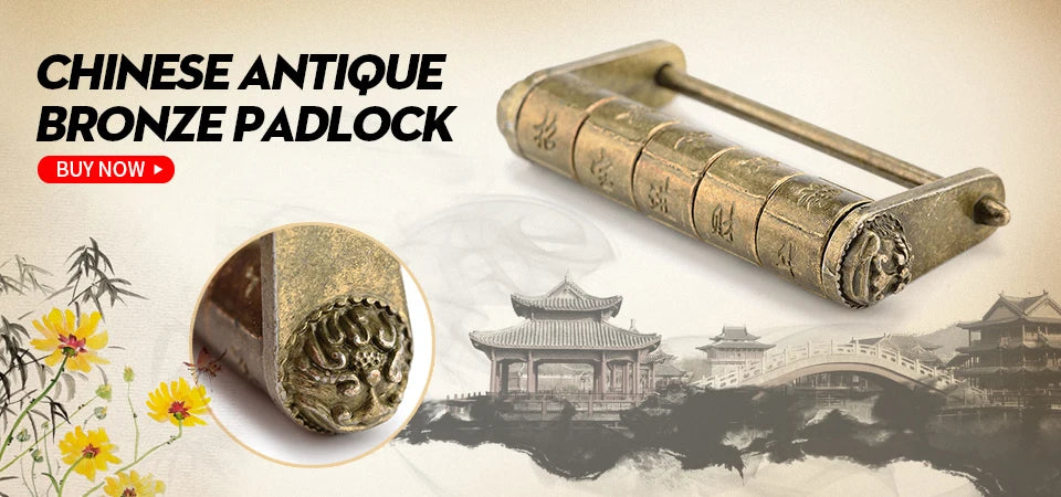 NAIERDI 50*28mm In Lega di Zinco Cinese Vintage Bronzo Antico Lucchetto Con Chiave Retro Combinazione Password Blocco Contenitore di Gioielli lucchetto