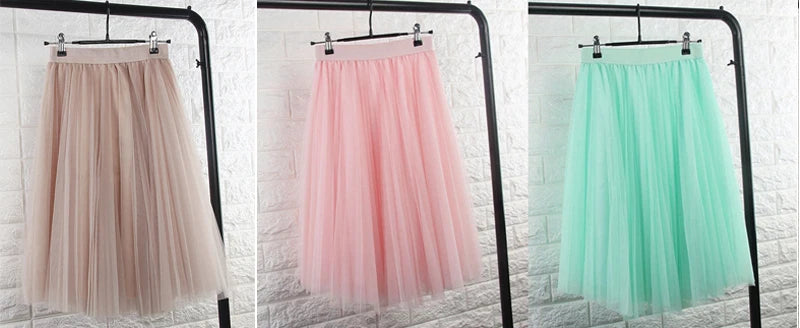 Gonne in Tulle TingYiLi a 4 strati gonna da donna in Tulle nero grigio bianco adulto gonna longuette a pieghe elastica a vita alta