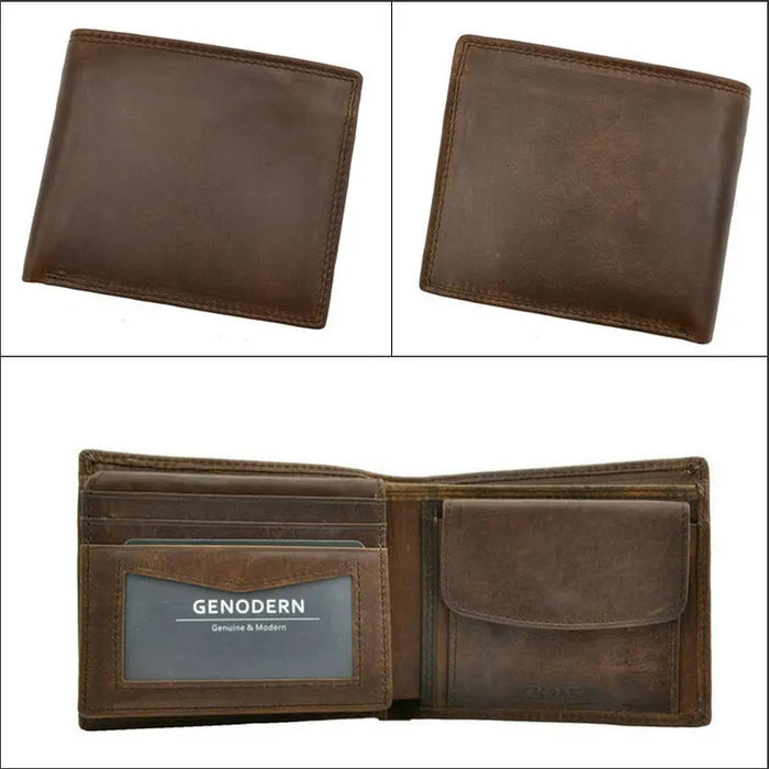 Portafogli da uomo in vera pelle di mucca con tasca portamonete portafoglio da uomo Vintage con blocco RFID portafoglio da uomo in vera pelle con porta carte