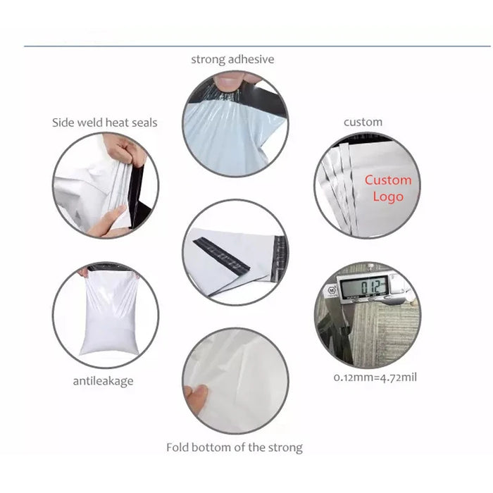 INPLUSTOP 50 pz colore bianco addensare borsa espressa grazie stampa abbigliamento impermeabile pacchi imballaggio borse busta corriere sacchetto