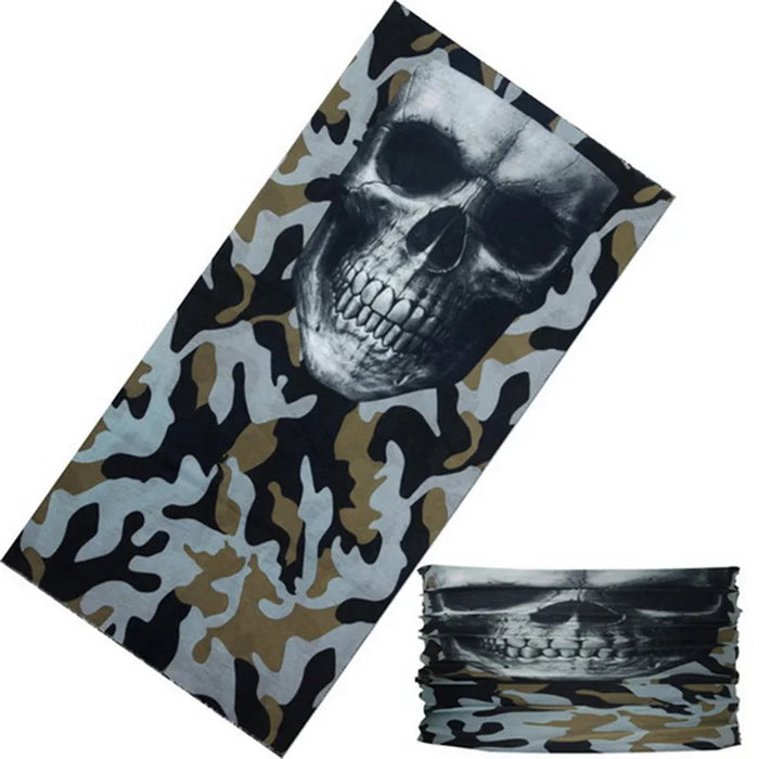 Sciarpa al collo con anello magico con teschio Fascia per capelli Bandana multifunzionale Viso Tubo tubolare senza cuciture Sciarpe unisex per uomo donna