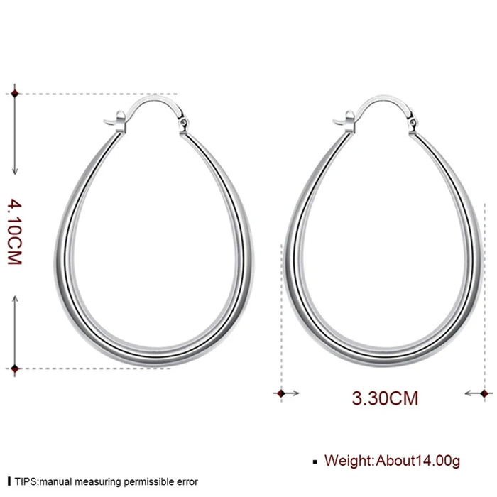 DOTEFFIL 925 Sterling Silver Smooth Circle 41mm Orecchini a cerchio per le donne Lady Gift Fashion Charm Gioielli da sposa di alta qualità