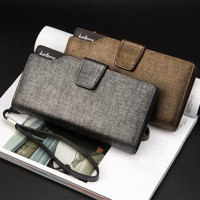 Baellerry portafogli da uomo stile lungo porta carte di alta qualità borsa da uomo con cerniera portafoglio in pelle PU di marca di grande capacità per uomo