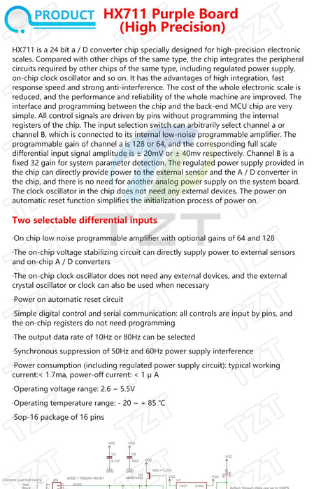 Cella di carico TZT 1KG 5KG 10KG 20KG HX711 Modulo AD Sensore di peso Bilancia elettronica Sensore di pressione di pesatura in lega di alluminio