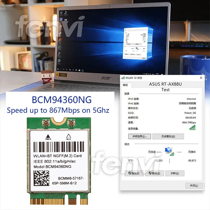 Scheda WIFI Wireless Dual Band Hackintosh BCM94360NG NGFF M.2 1200Mbps Bluetooth4.0 BCM94352Z NGFF 802.11ac Adattatore Wlan DW1560