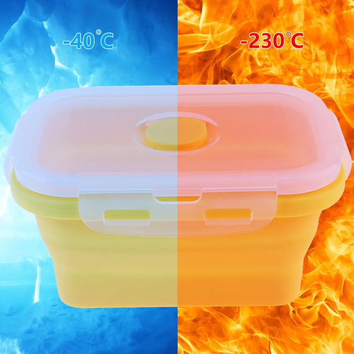 Contenitore per il pranzo in silicone Contenitore per alimenti pieghevole rotondo Ciotola portatile 350ML/500ML/800ML/1200ML Bento-box a due colori