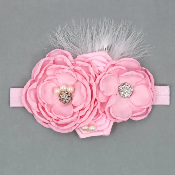 Fascia per capelli vintage Fascia per capelli per neonate Puntelli per fotografia neonato Regali Fasce elastiche per capelli in pizzo Accessori per piume di perle