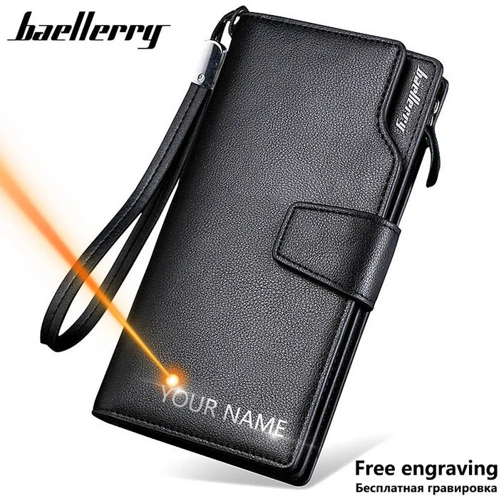 Baellerry portafogli da uomo stile lungo porta carte di alta qualità borsa da uomo con cerniera portafoglio in pelle PU di marca di grande capacità per uomo