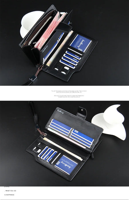 Baellerry portafogli da uomo stile lungo porta carte di alta qualità borsa da uomo con cerniera portafoglio in pelle PU di marca di grande capacità per uomo