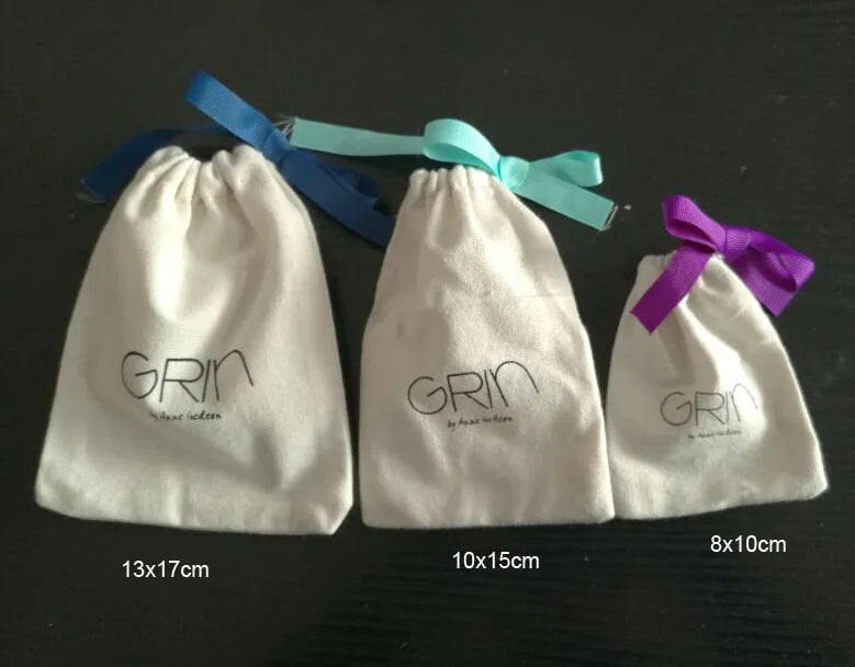 Piccoli sacchetti regalo in cotone bianco 5x7 cm 8x10 cm 9x12 cm Sacco bomboniera per caramelle per feste Borsa personalizzata con coulisse in mussola Custodia con logo per gioielli