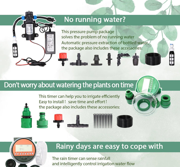 MUCIAKIE 50M-5M Sistema di irrigazione a goccia fai-da-te Irrigazione automatica Tubo da giardino Micro Kit di irrigazione a goccia con gocciolatori regolabili