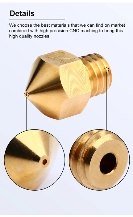 Trianglelab Ugello MK8 in ottone di alta qualità per stampanti 3D hotend Filamento da 1,75 mm J-testa cr10 blocco termico ender3 hotend m6 Filettatura