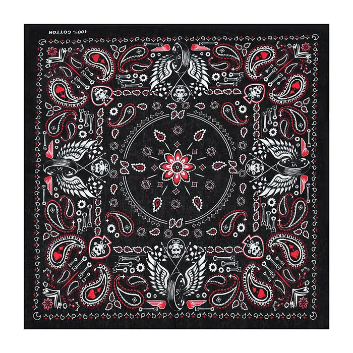 Nuovo Design Moda Hip Hop 100% Cotone Teschio Bandana Sciarpa Quadrata Nero Paisley Fascia per Bicicletta per Donne/Uomini/Ragazzi/Ragazze