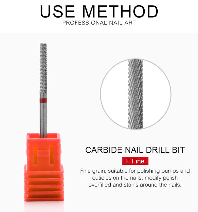 Punta da trapano per unghie Frese in metallo duro Strumento per nail art per manicure elettrica Trapano per unghie Accessori per unghie Rimuovi strumenti per gel