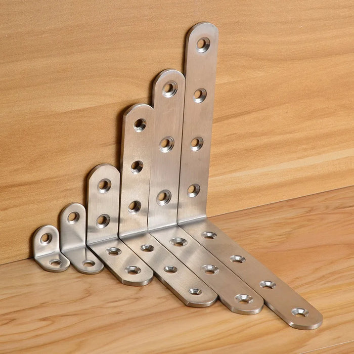 KAK 10PCS Staffe angolari angolari in acciaio inossidabile Elementi di fissaggio Protezione Supporto angolare a sette dimensioni che supporta hardware per mobili