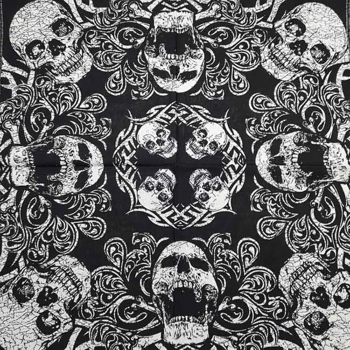 Nuovo Design Moda Hip Hop 100% Cotone Teschio Bandana Sciarpa Quadrata Nero Paisley Fascia per Bicicletta per Donne/Uomini/Ragazzi/Ragazze