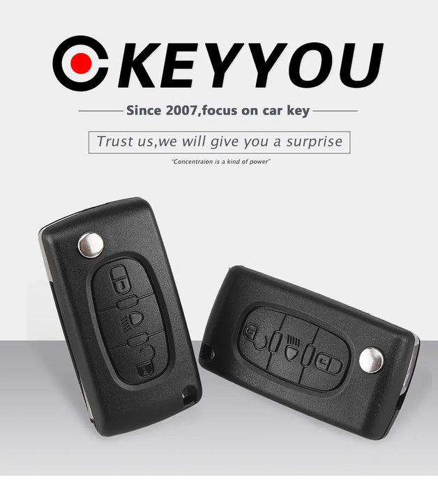 KEYYOU Per Citroen C2 C3 C4 C5 C6 C8 3 Bottoni Flip Chiave A Distanza Dell'automobile Della Copertura Della Cassa Borsette Fob VA2 Lama CE0523