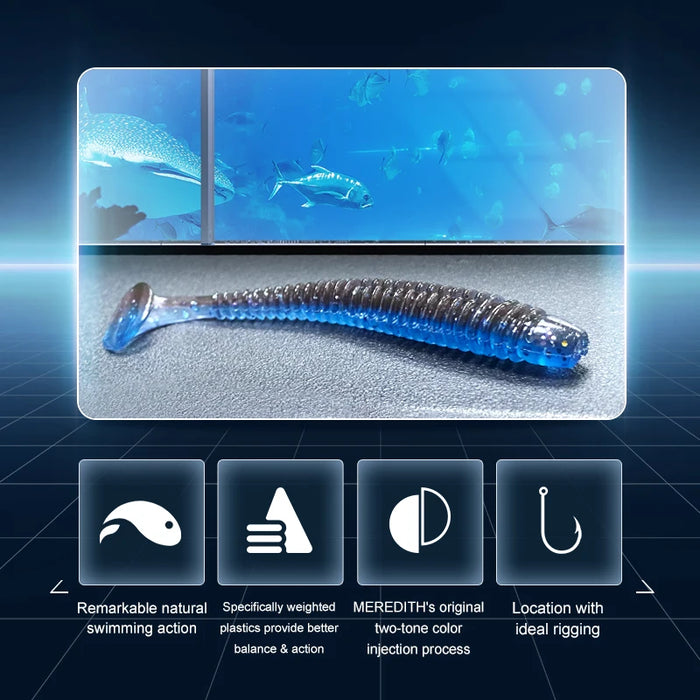 MEREDITH Swing Impact Esche da pesca 55mm 65mm 75mm Pesca Esche morbide Pesca in mare Leurre Souple Esche in silicone Esca
