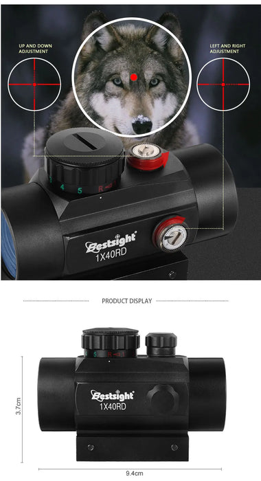 1x40 Red Dot Scope Sight Rifle scope Green Red Dot Collimatore Dot con 11mm/20mm Rail Mount Airsoft Air Hunting