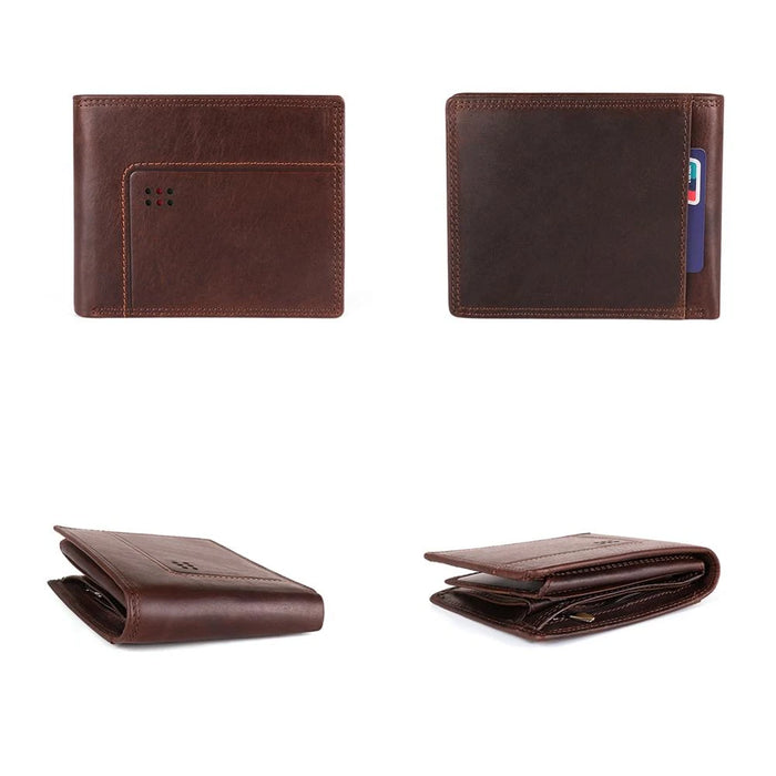 Portafogli da uomo in vera pelle di mucca con tasca portamonete portafoglio da uomo Vintage con blocco RFID portafoglio da uomo in vera pelle con porta carte