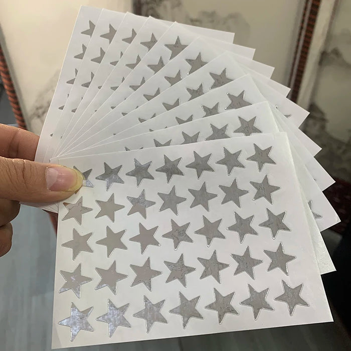 10 fogli/confezione di adesivi glitterati premio placcato oro per bambini Etichetta di elogio per madre insegnante Premio Adesivo amore stella a cinque punte