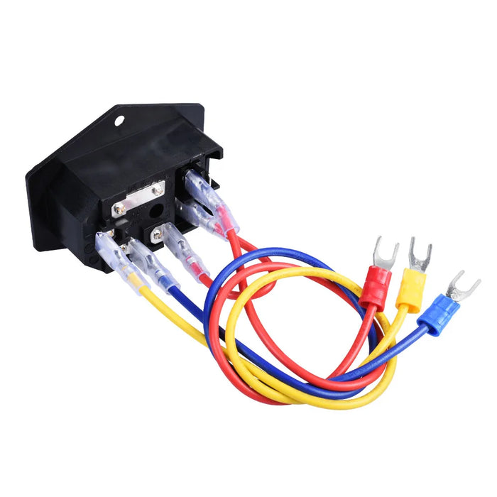 Parti della stampante 3D 10A 250V Interruttore di alimentazione Presa di corrente CA con interruttore a bilanciere triplo rosso Spina del modulo fuso per stampante 3D
