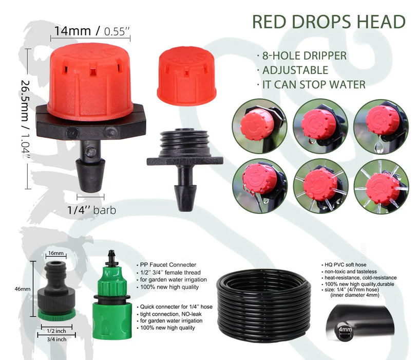 MUCIAKIE 50M-5M Sistema di irrigazione a goccia fai-da-te Irrigazione automatica Tubo da giardino Micro Kit di irrigazione a goccia con gocciolatori regolabili